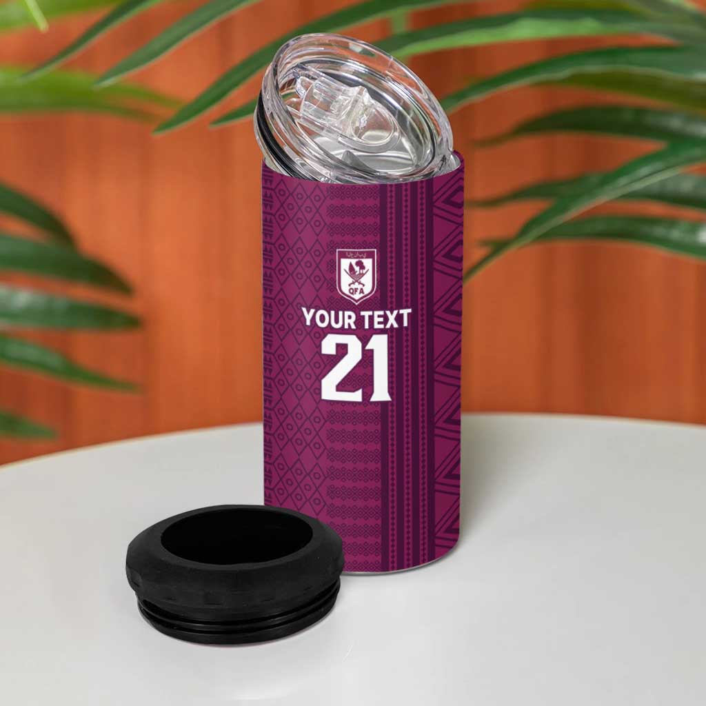 Qatar WC26 Custom 4 in 1 Can Cooler Tumbler Funny La'eeb with Arabic Pattern