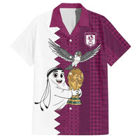 Qatar WC26 Custom Hawaiian Shirt Funny La'eeb with Arabic Pattern