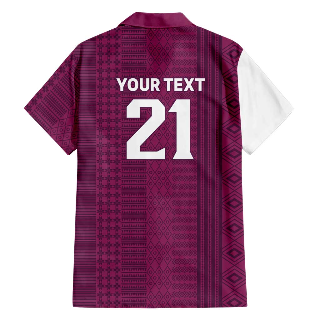 Qatar WC26 Custom Hawaiian Shirt Funny La'eeb with Arabic Pattern