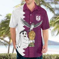 Qatar WC26 Custom Hawaiian Shirt Funny La'eeb with Arabic Pattern