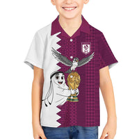 Qatar WC26 Custom Hawaiian Shirt Funny La'eeb with Arabic Pattern