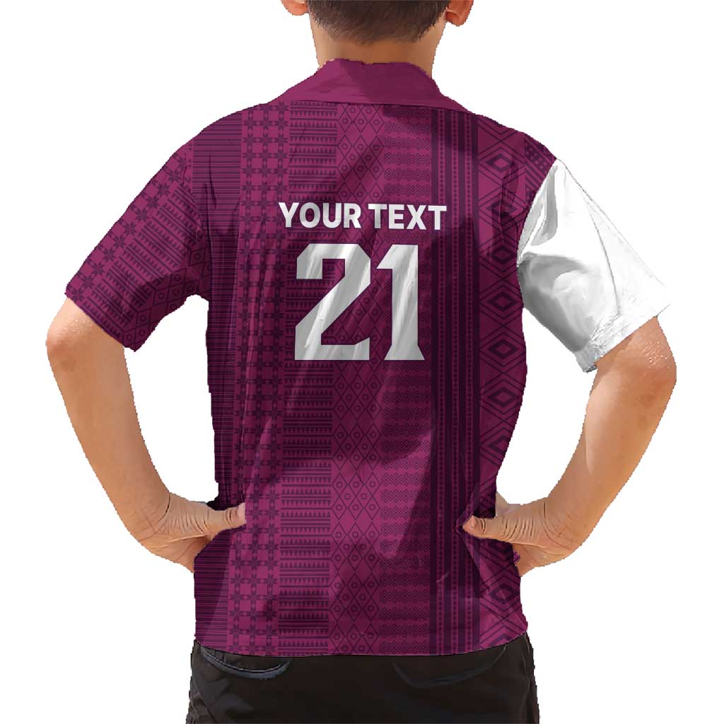 Qatar WC26 Custom Hawaiian Shirt Funny La'eeb with Arabic Pattern