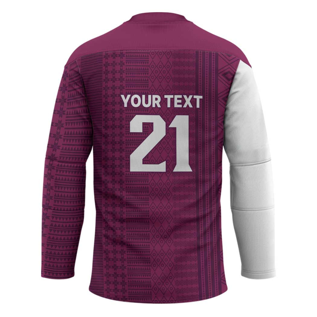 Qatar WC26 Custom Hockey Jersey Funny La'eeb with Arabic Pattern