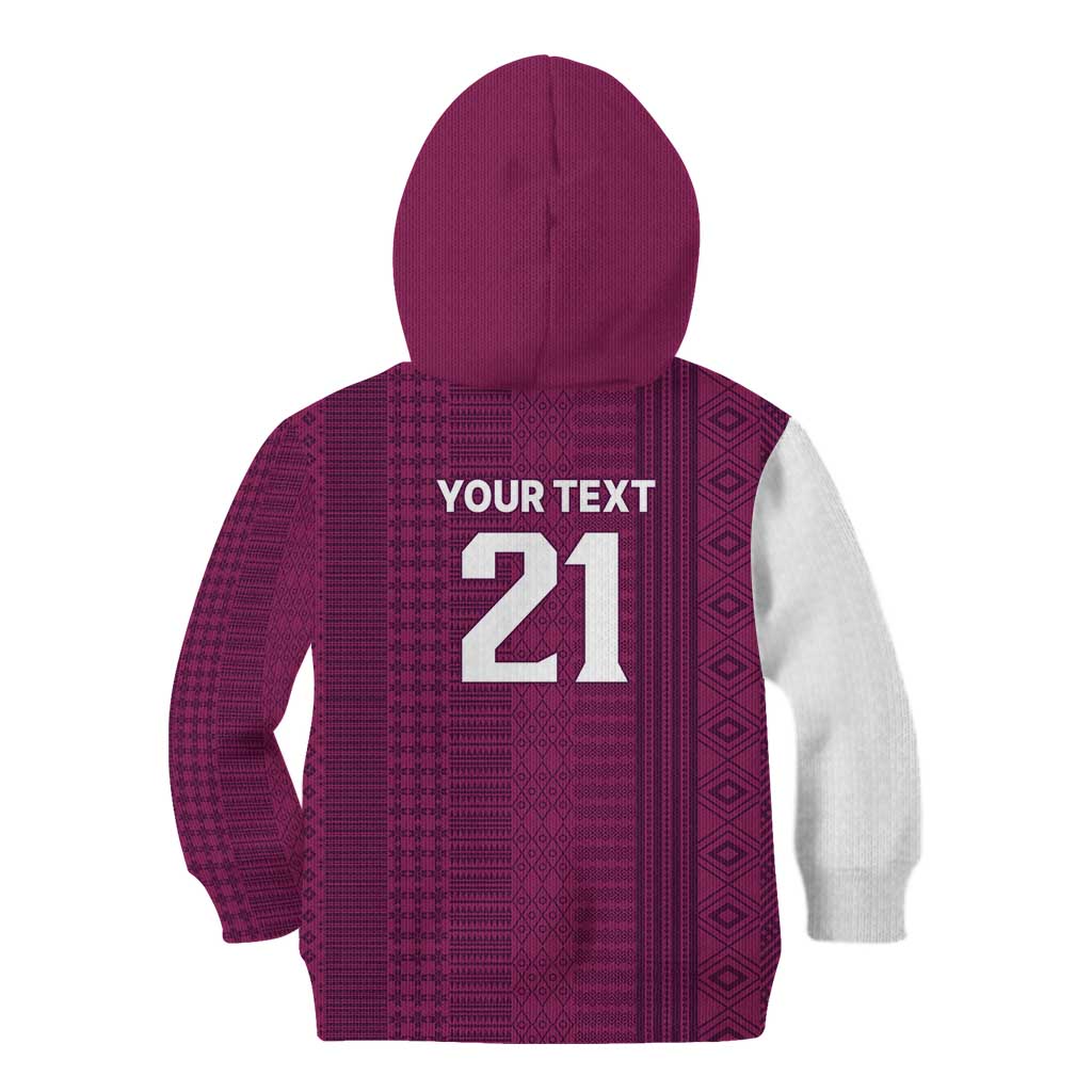 Qatar WC26 Custom Kid Hoodie Funny La'eeb with Arabic Pattern