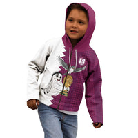 Qatar WC26 Custom Kid Hoodie Funny La'eeb with Arabic Pattern