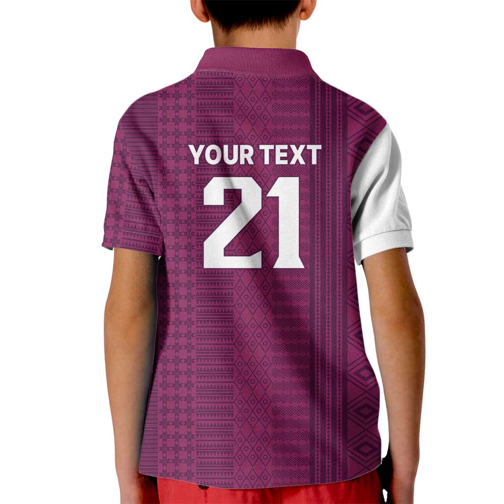Qatar WC26 Custom Kid Polo Shirt Funny La'eeb with Arabic Pattern
