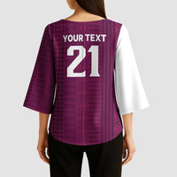 Qatar WC26 Custom Kimono Sleeve Blouse Funny La'eeb with Arabic Pattern