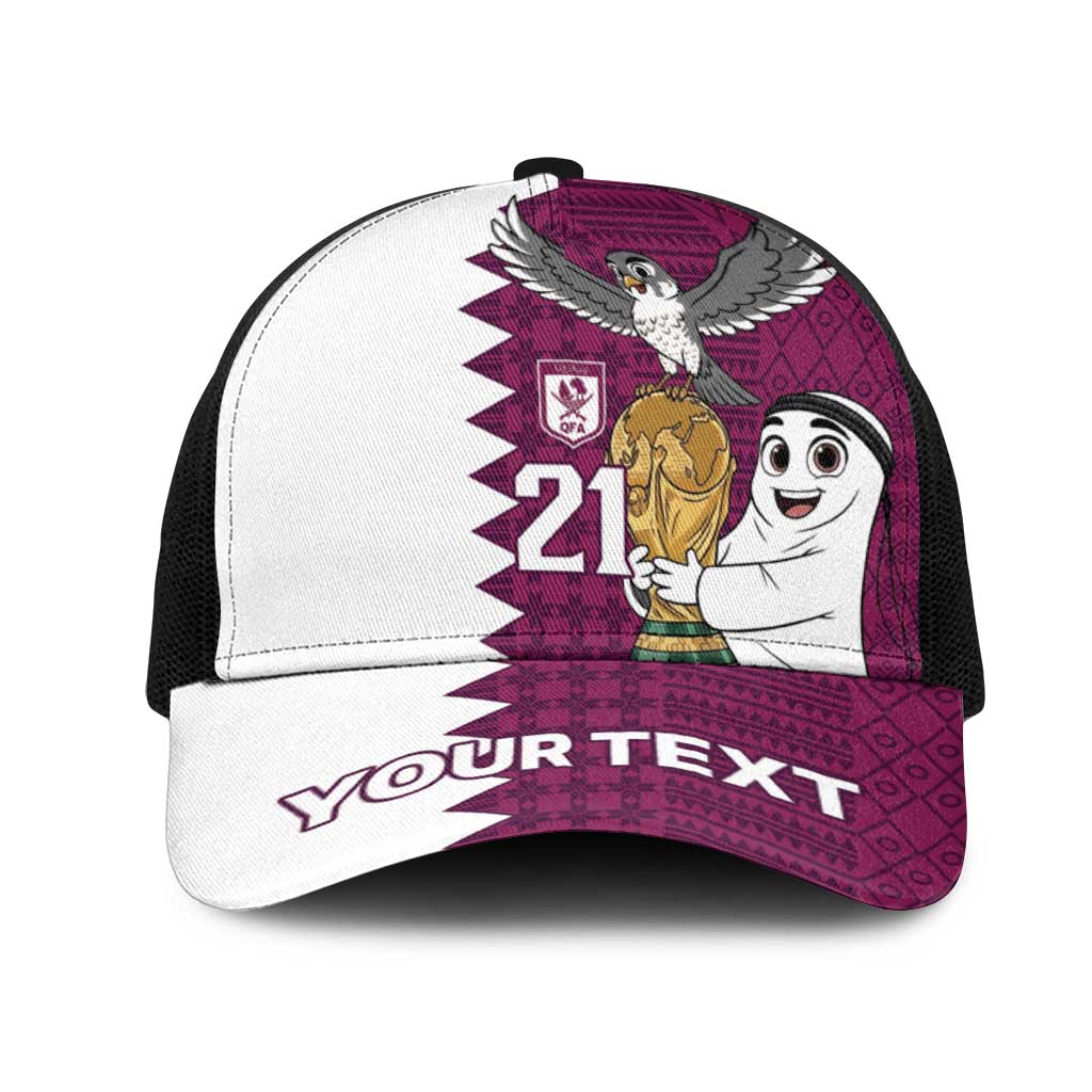 Qatar WC26 Custom Mesh Trucker Cap Funny La'eeb with Arabic Pattern