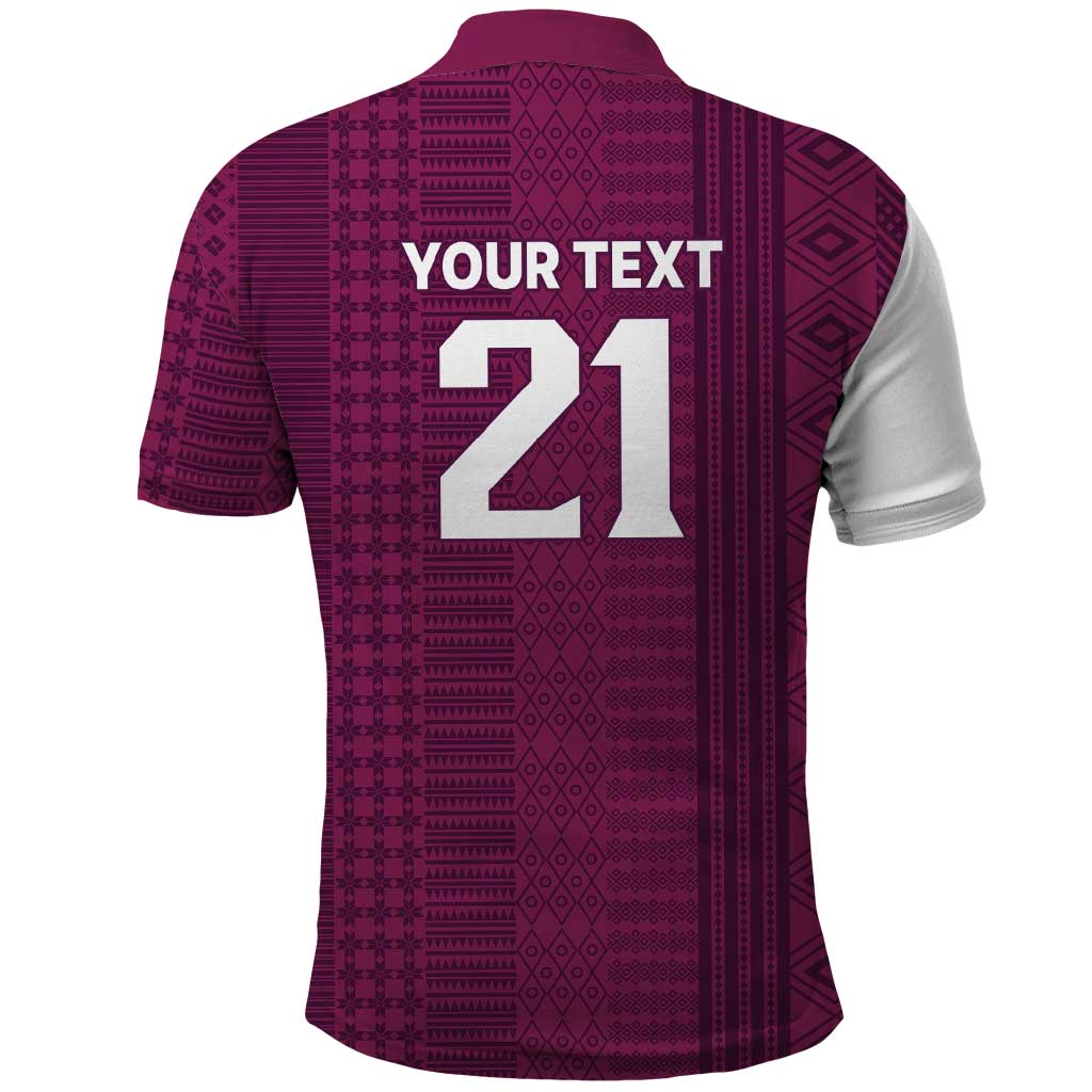 Qatar WC26 Custom Polo Shirt Funny La'eeb with Arabic Pattern