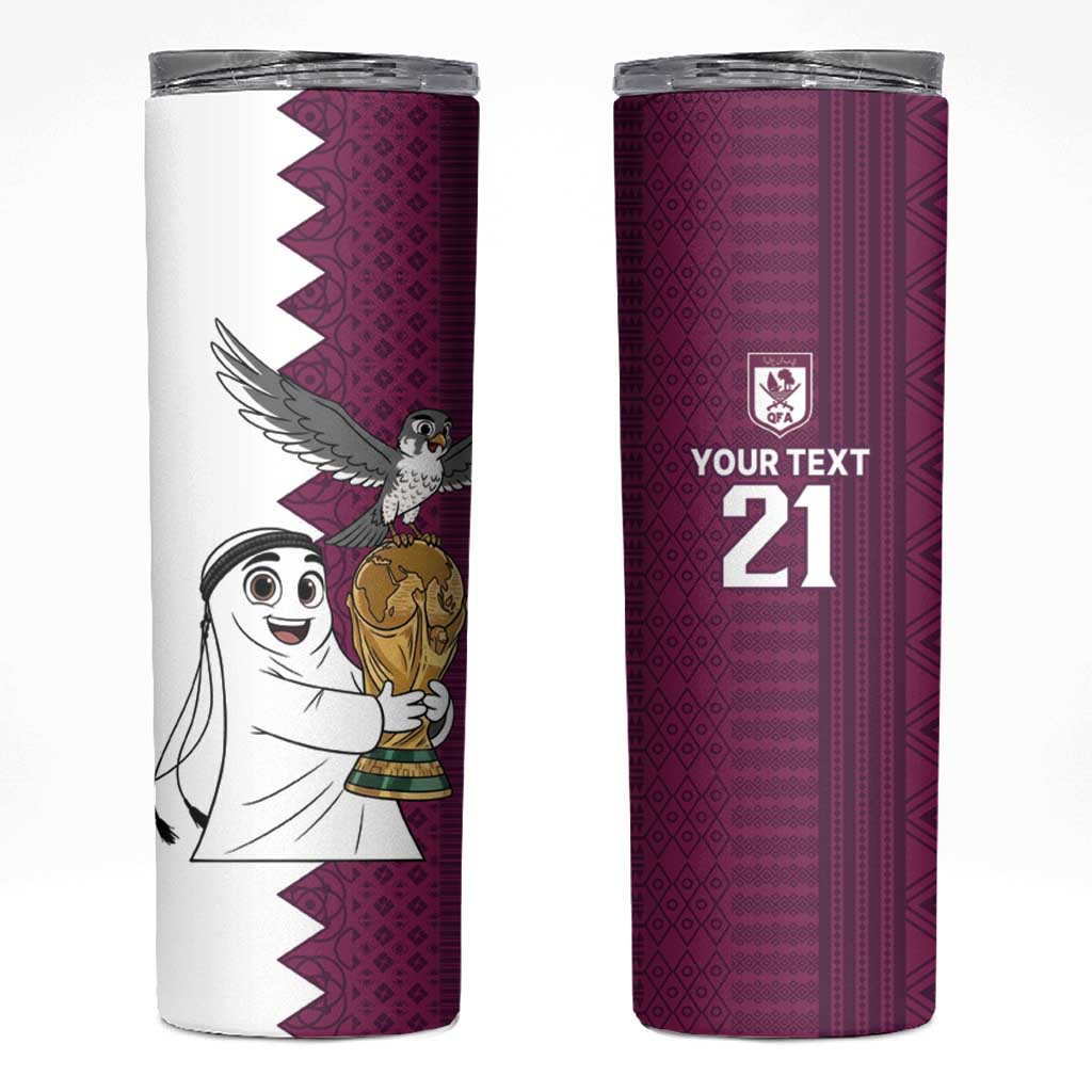 Qatar WC26 Custom Skinny Tumbler Funny La'eeb with Arabic Pattern