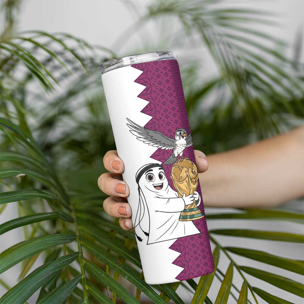Qatar WC26 Custom Skinny Tumbler Funny La'eeb with Arabic Pattern