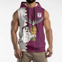 Qatar WC26 Custom Sleeveless Hoodie Funny La'eeb with Arabic Pattern