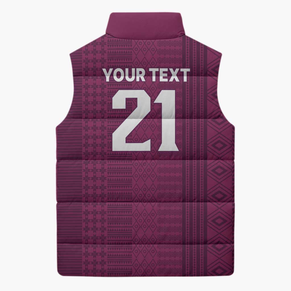 Qatar WC26 Custom Sleeveless Puffer Jacket Funny La'eeb with Arabic Pattern