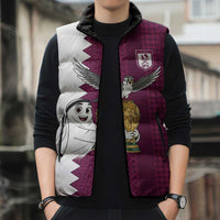 Qatar WC26 Custom Sleeveless Puffer Jacket Funny La'eeb with Arabic Pattern