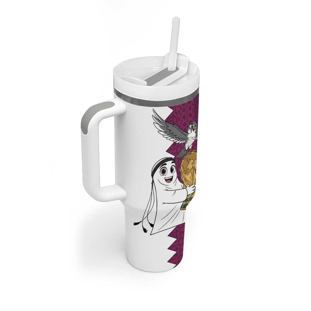 Qatar WC26 Custom Tumbler With Handle Funny La'eeb with Arabic Pattern