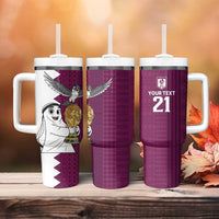 Qatar WC26 Custom Tumbler With Handle Funny La'eeb with Arabic Pattern