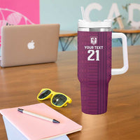 Qatar WC26 Custom Tumbler With Handle Funny La'eeb with Arabic Pattern