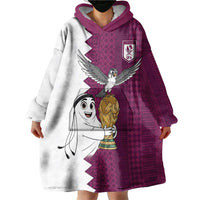 Qatar WC26 Custom Wearable Blanket Hoodie Funny La'eeb with Arabic Pattern