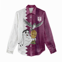 Qatar WC26 Custom Women Casual Shirt Funny La'eeb with Arabic Pattern