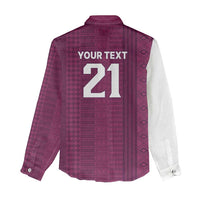 Qatar WC26 Custom Women Casual Shirt Funny La'eeb with Arabic Pattern