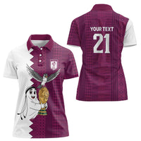 Qatar WC26 Custom Women Polo Shirt Funny La'eeb with Arabic Pattern