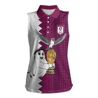 Qatar WC26 Custom Women Sleeveless Polo Shirt Funny La'eeb with Arabic Pattern