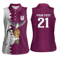 Qatar WC26 Custom Women Sleeveless Polo Shirt Funny La'eeb with Arabic Pattern