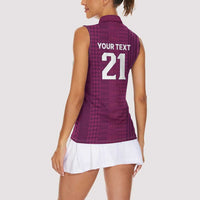 Qatar WC26 Custom Women Sleeveless Polo Shirt Funny La'eeb with Arabic Pattern