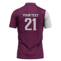 Qatar WC26 Custom Zipper Polo Shirt Funny La'eeb with Arabic Pattern