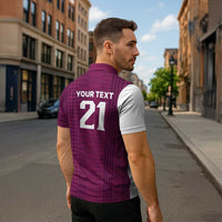 Qatar WC26 Custom Zipper Polo Shirt Funny La'eeb with Arabic Pattern