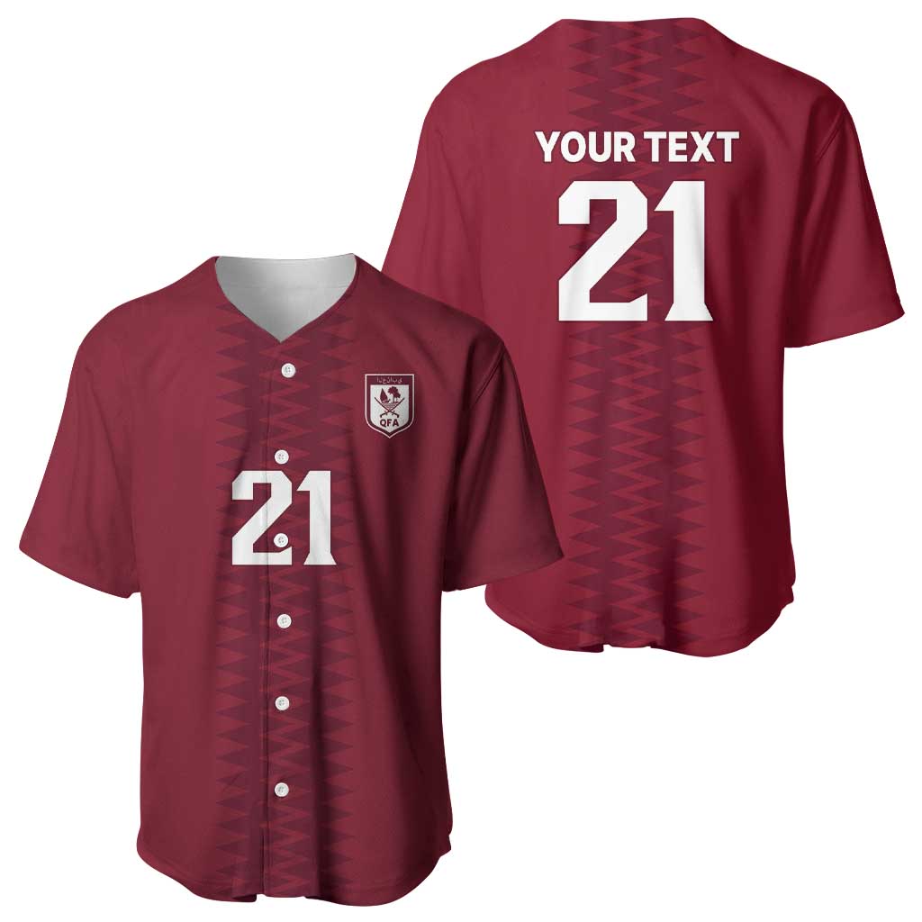 Qatar WC26 Custom Baseball Jersey Maroon One Zigzag Pattern