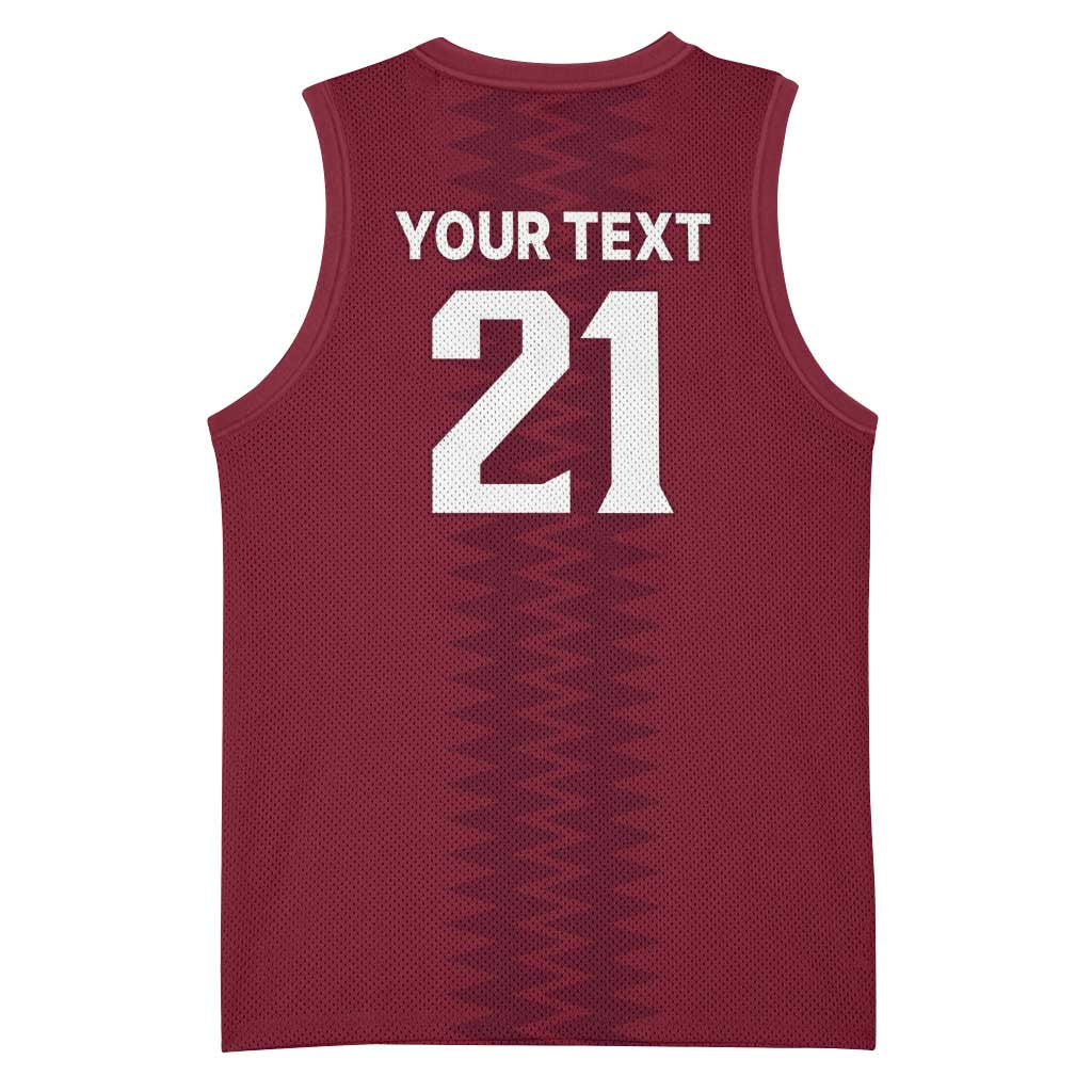 Qatar WC26 Custom Basketball Jersey Maroon One Zigzag Pattern