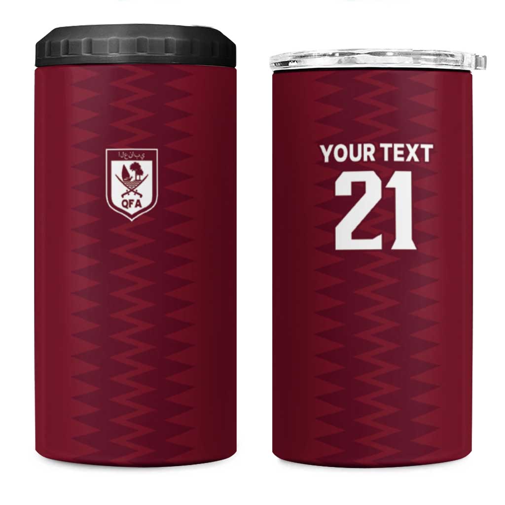 Qatar WC26 Custom 4 in 1 Can Cooler Tumbler Maroon One Zigzag Pattern