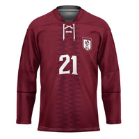 Qatar WC26 Custom Hockey Jersey Maroon One Zigzag Pattern