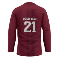Qatar WC26 Custom Hockey Jersey Maroon One Zigzag Pattern