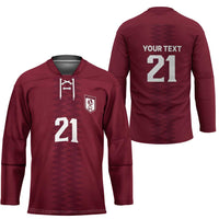 Qatar WC26 Custom Hockey Jersey Maroon One Zigzag Pattern
