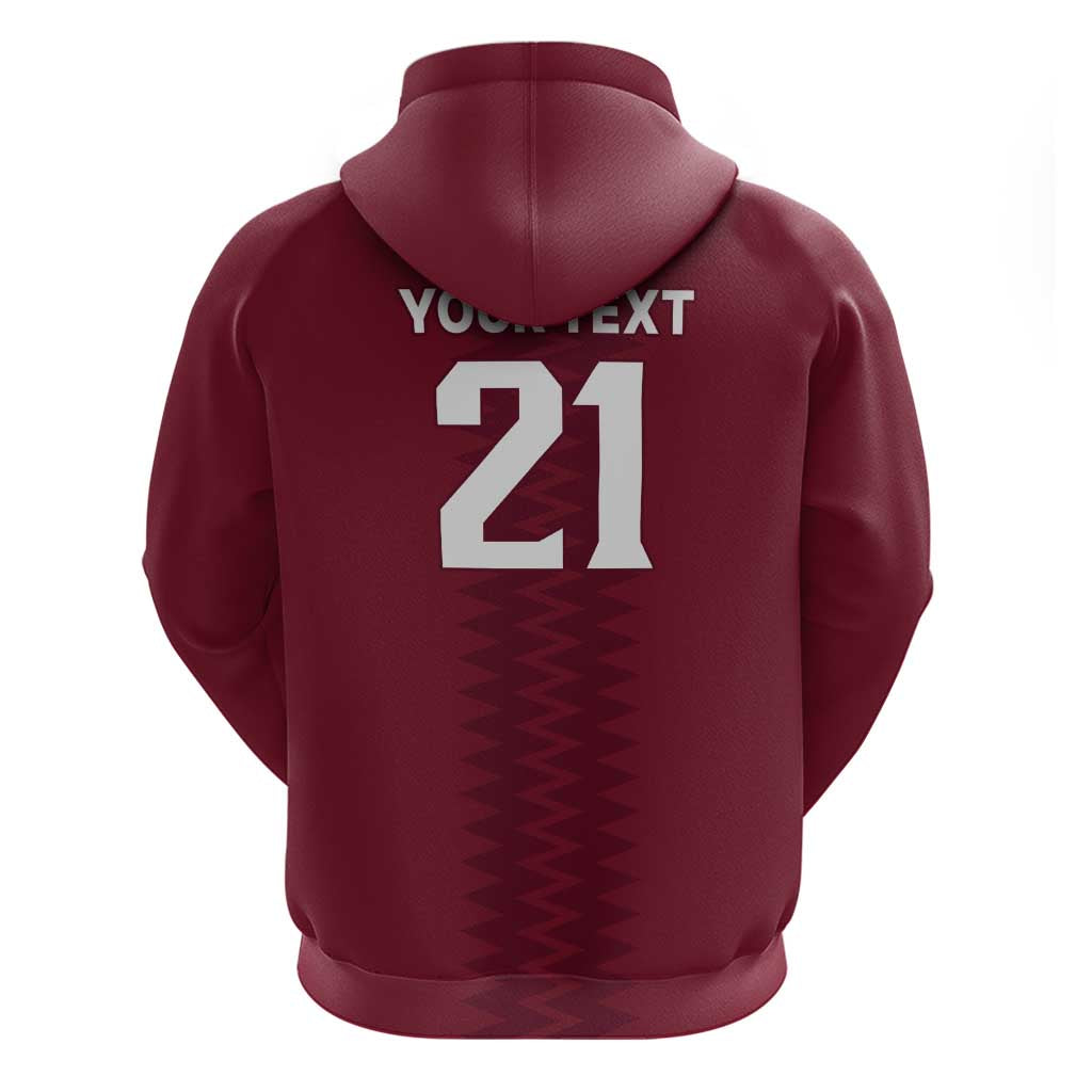 Qatar WC26 Custom Hoodie Maroon One Zigzag Pattern