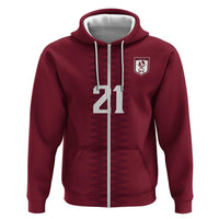 Qatar WC26 Custom Hoodie Maroon One Zigzag Pattern