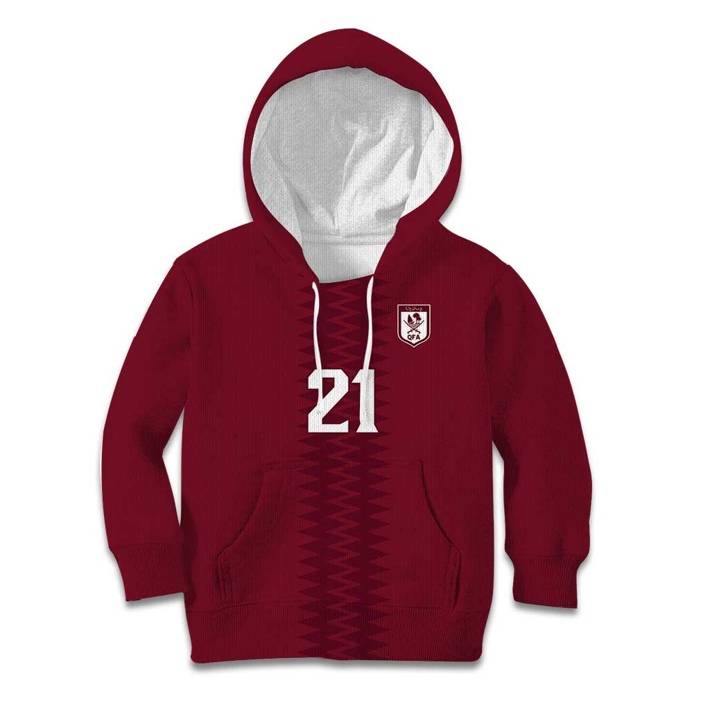 Qatar WC26 Custom Kid Hoodie Maroon One Zigzag Pattern
