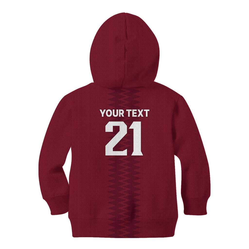 Qatar WC26 Custom Kid Hoodie Maroon One Zigzag Pattern