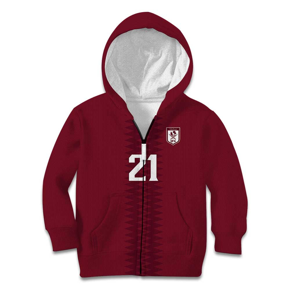 Qatar WC26 Custom Kid Hoodie Maroon One Zigzag Pattern