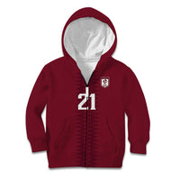 Qatar WC26 Custom Kid Hoodie Maroon One Zigzag Pattern