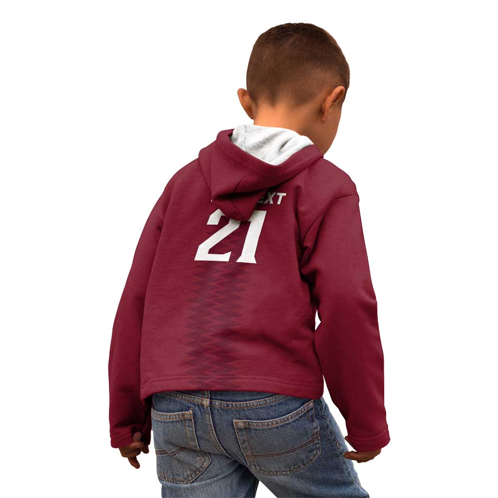 Qatar WC26 Custom Kid Hoodie Maroon One Zigzag Pattern