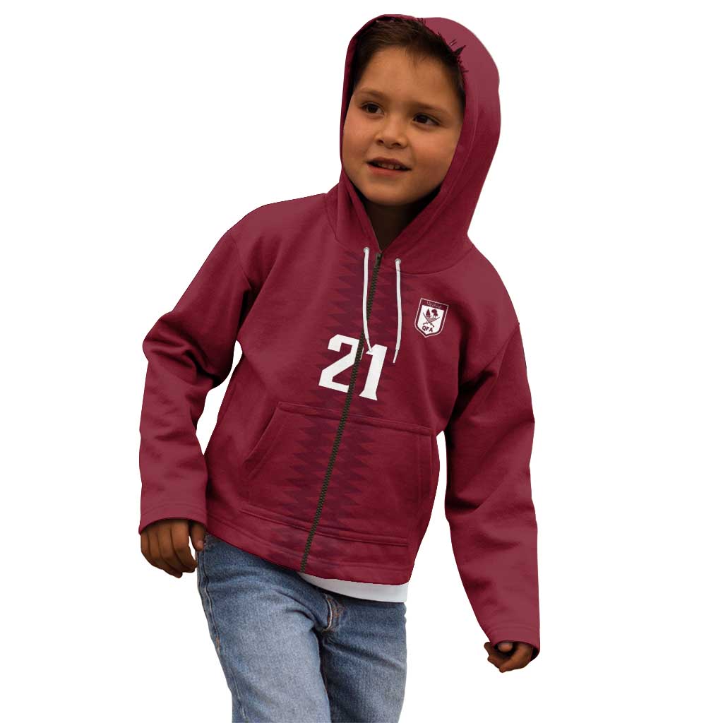 Qatar WC26 Custom Kid Hoodie Maroon One Zigzag Pattern
