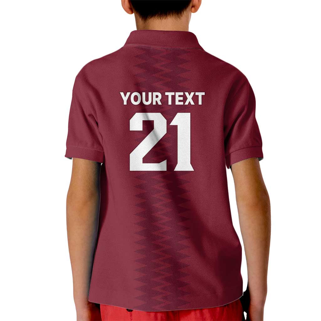 Qatar WC26 Custom Kid Polo Shirt Maroon One Zigzag Pattern
