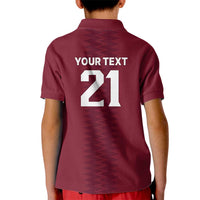 Qatar WC26 Custom Kid Polo Shirt Maroon One Zigzag Pattern