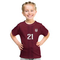 Qatar WC26 Custom Kid T Shirt Maroon One Zigzag Pattern