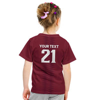 Qatar WC26 Custom Kid T Shirt Maroon One Zigzag Pattern