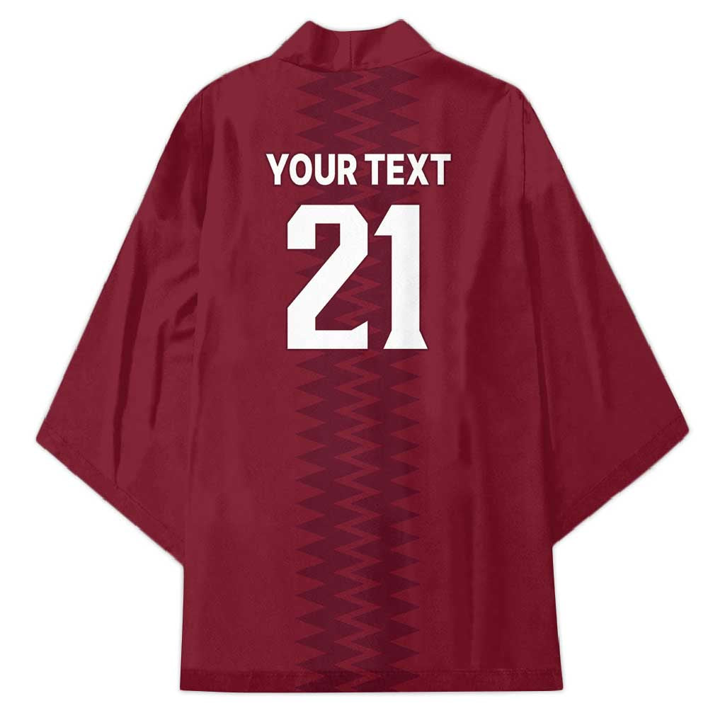 Qatar WC26 Custom Kimono Maroon One Zigzag Pattern