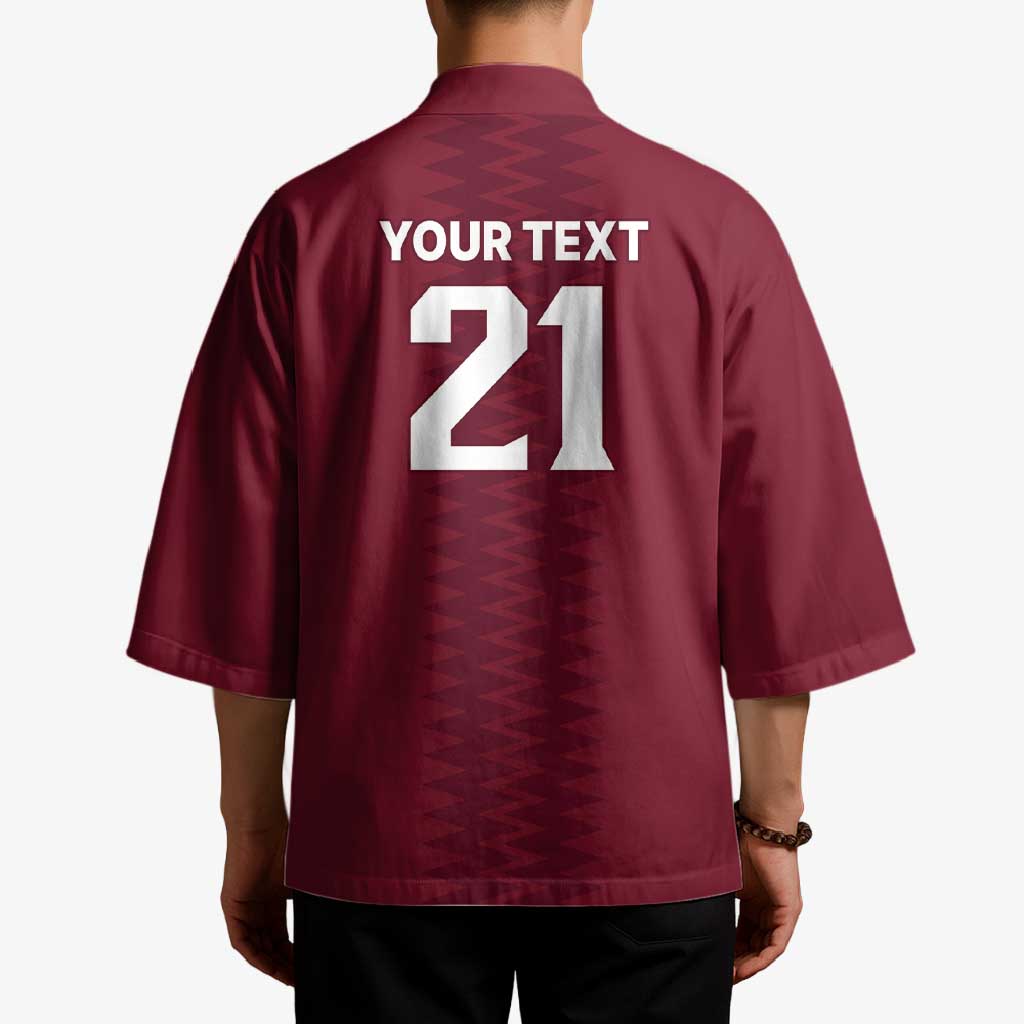 Qatar WC26 Custom Kimono Maroon One Zigzag Pattern